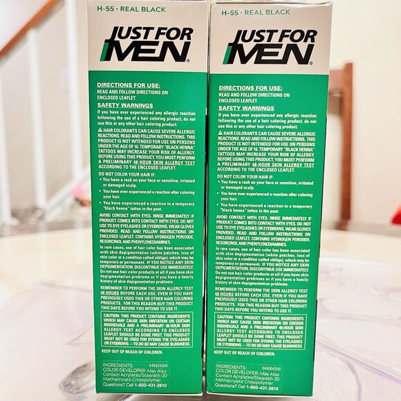 2pk Just for Men H-55 REAL BLACK Hair color Shampoo-In Haircolor Kit - Picture 4 of 6